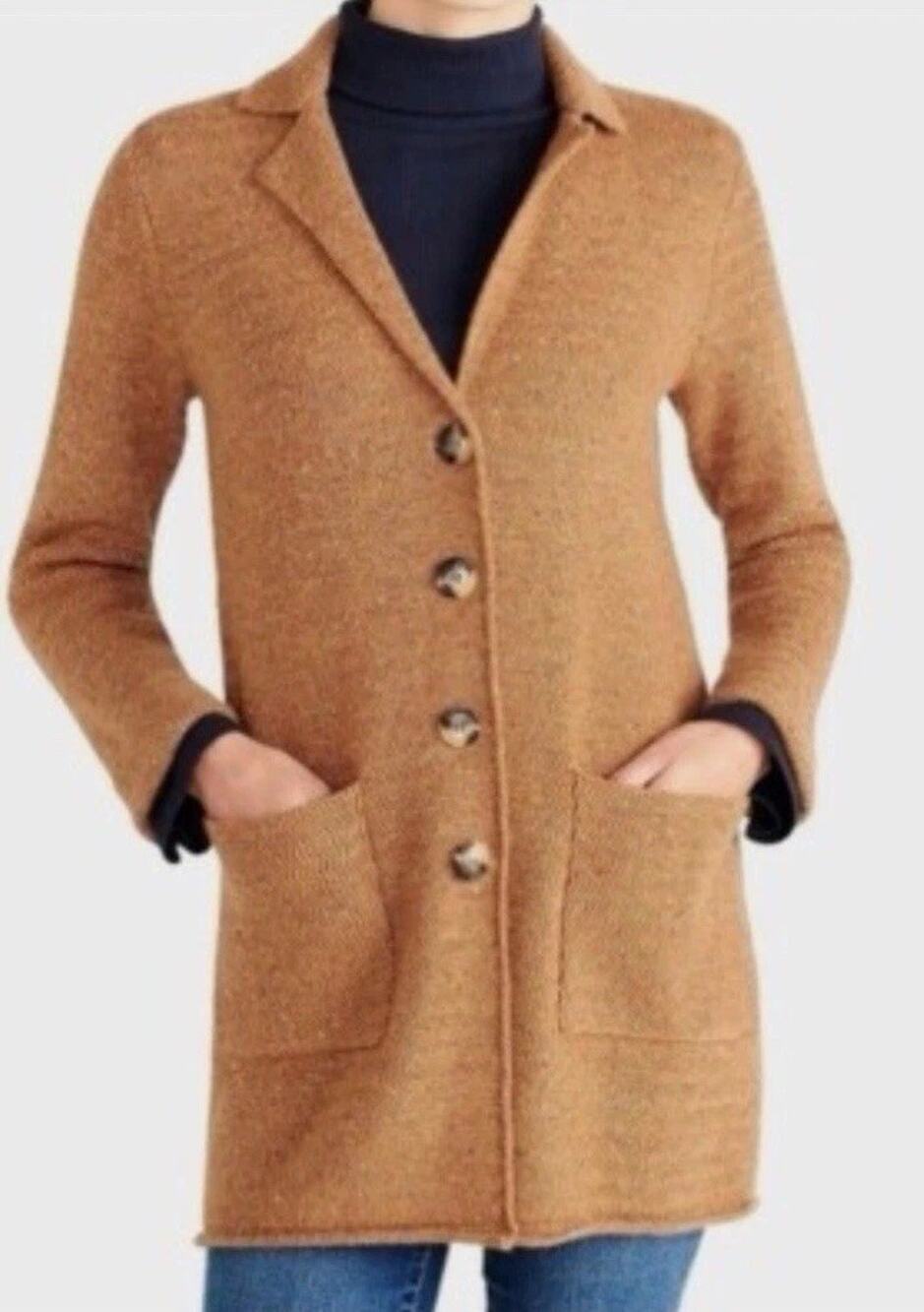 J. Crew Mercantile Lambswool Donegal Button Long Cardigan Sweater Sz S Pockets